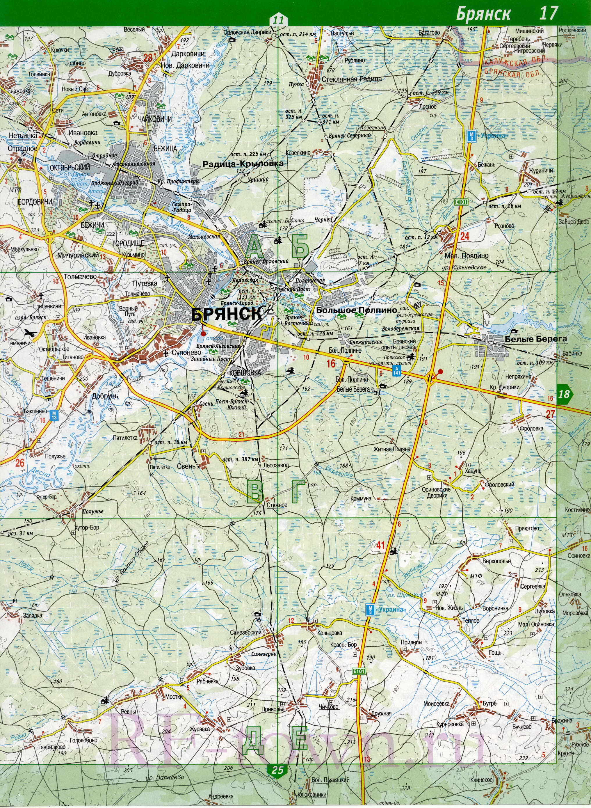 Карта Выгоничского района Брянской области. Подробная карта - Выгоничский район, B0 - 