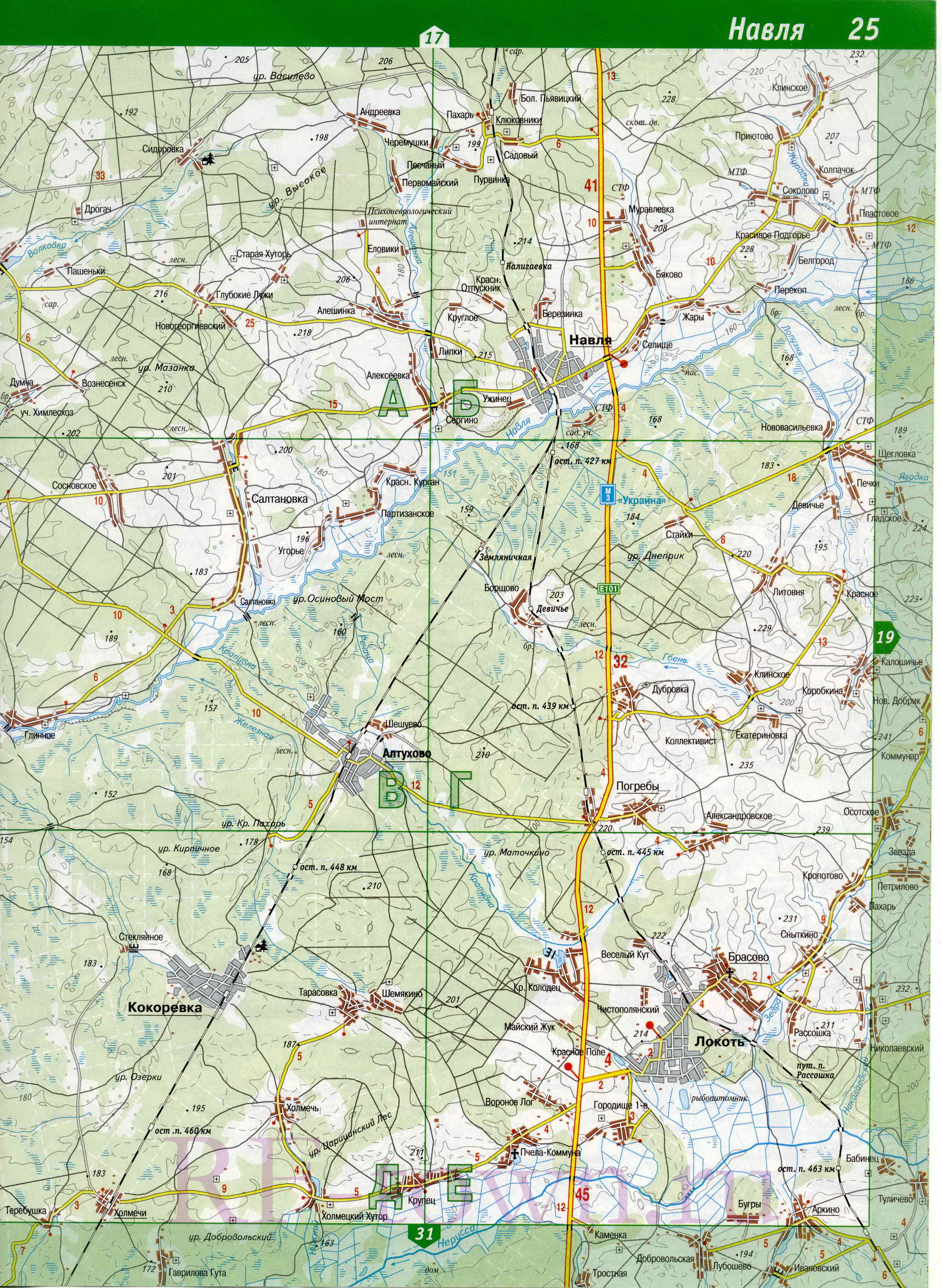 Карта Навлинского района Брянской области. Подробная карта - Навлинский район, A0 - 