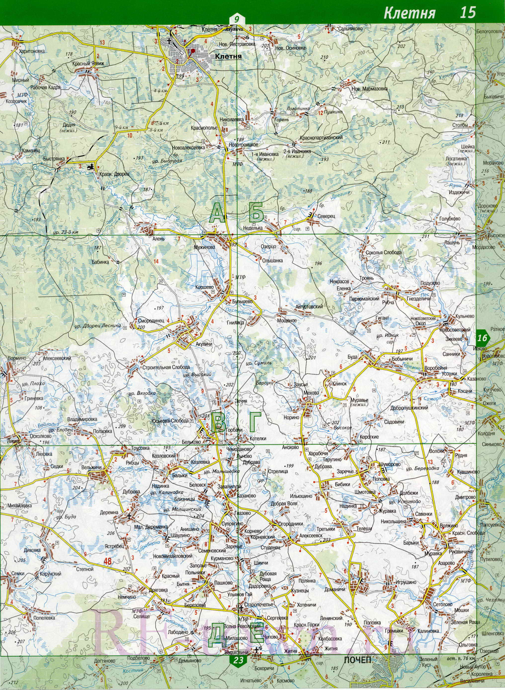 Карта Жирятинского района Брянской области. Подробная карта - Жирятинский район, A0 - 